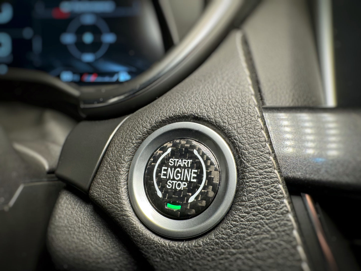 CT5-V Blackwing interior aftermarket engine start stop button cover upgrade in carbon fiber