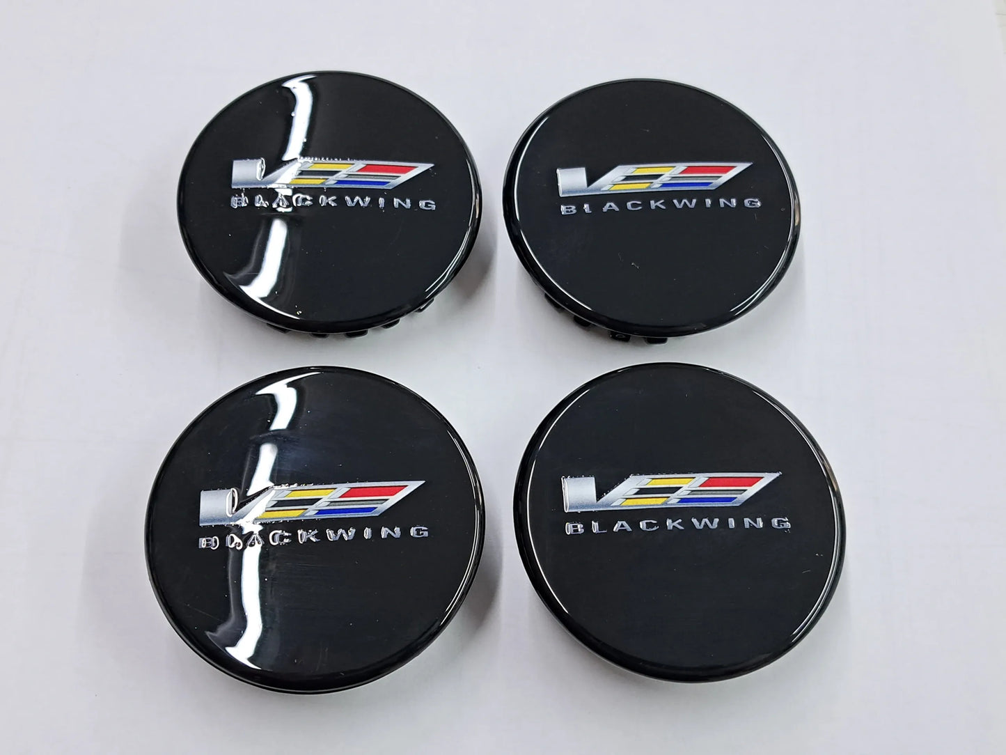"V-Series Logo w/Blackwing Script" Gloss Black Center Wheel Caps