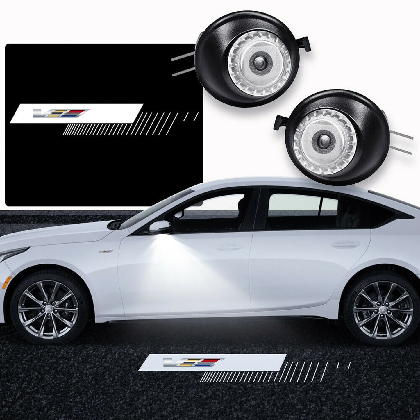 2025+ Cadillac CT4-V Blackwing "V-Series" Logo Side Mirror Puddle Lights