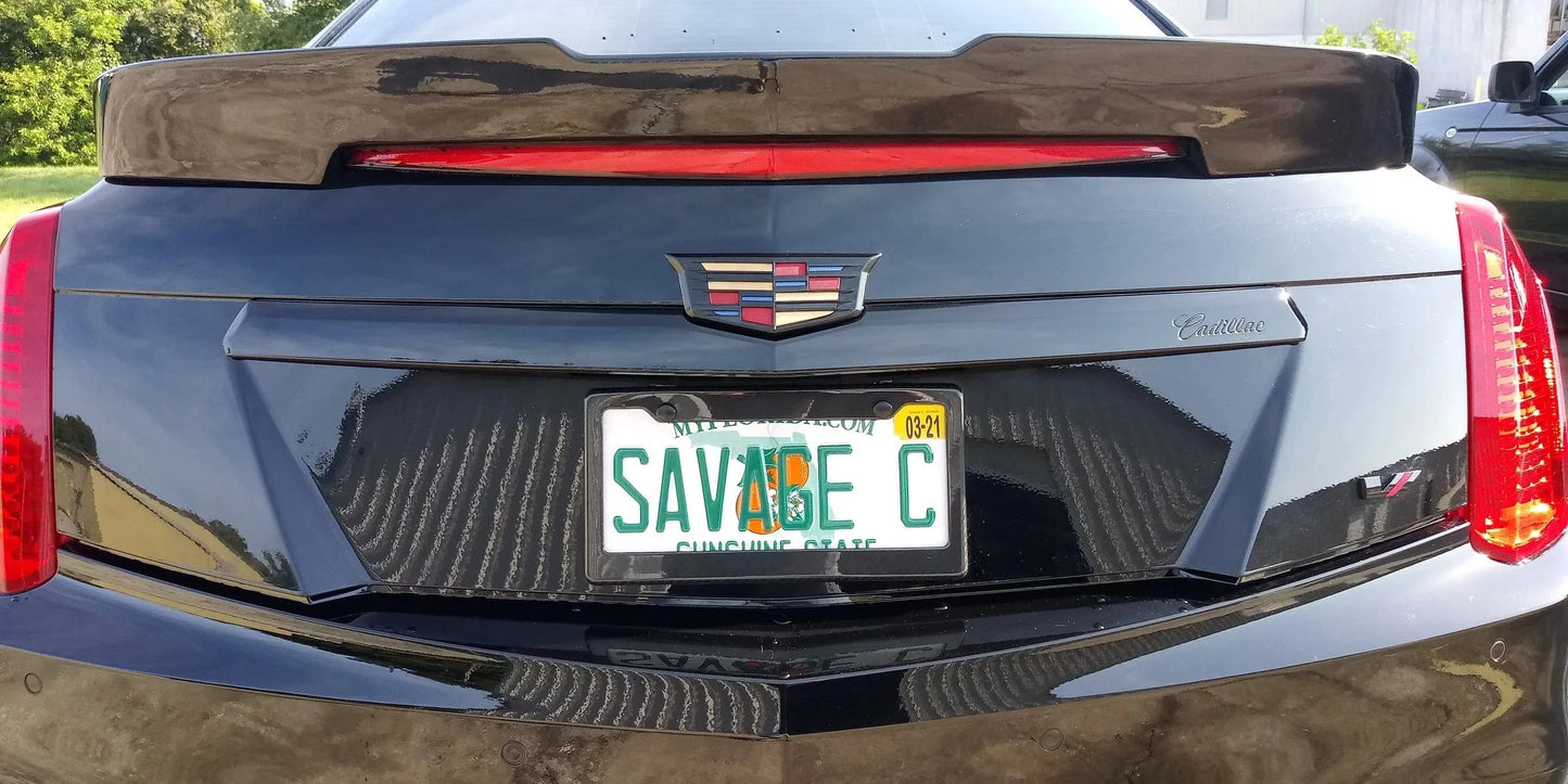 gloss black rear trunk trim appliqué Cadillac CTS sport luxury premium 2.0T 3.6 3.6TT 6.2L CTS-V Vsport V-Sport 2014 2015 2016 2017 2018 2019 2020 aftermarket rear trunk applique