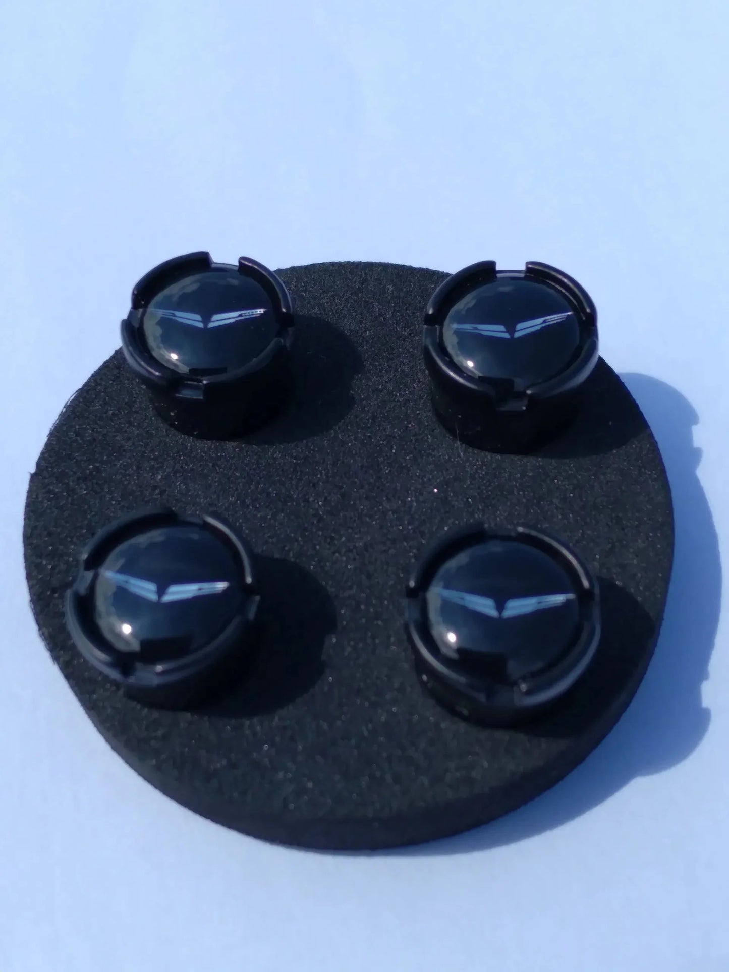Cadillac Black "Blackwing" Logo Valve Stem Caps
