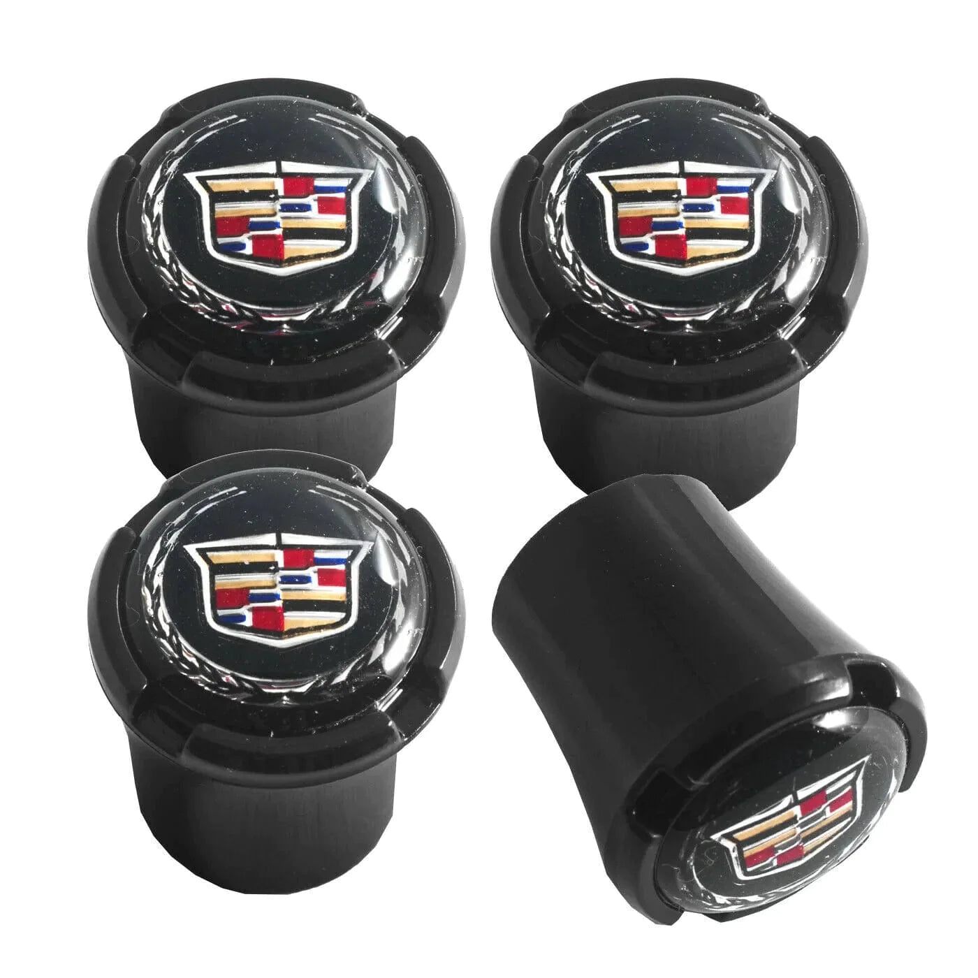 Cadillac "Crest & Wreath" Logo Black Valve Stem Caps