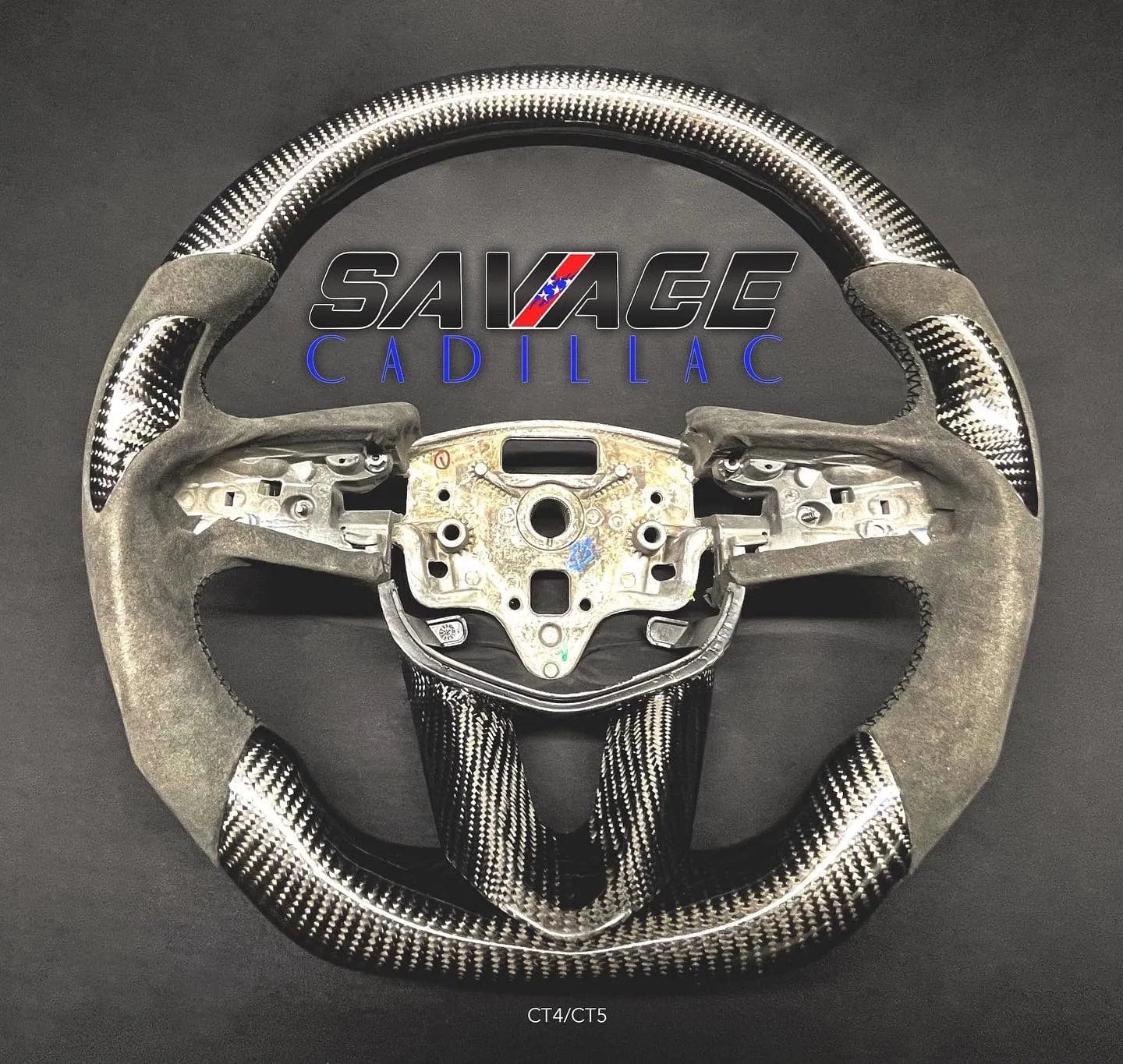 CT4-V Blackwing Genuine Carbon Fiber Steering Wheel w/Alcantara Leather & Black Stitching