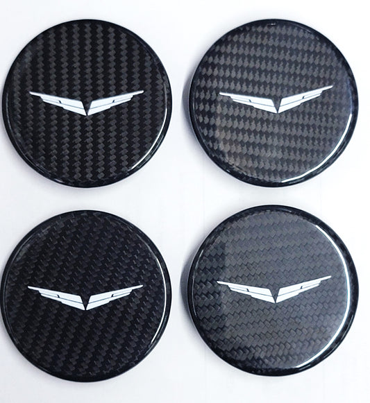 Cadillac Blackwing "Wings" Logo Carbon Fiber Print Center Wheel Caps