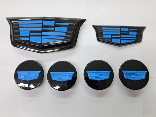 CT5 Electric Blue Cadillac Shield Emblem Kit w/Wheel Caps