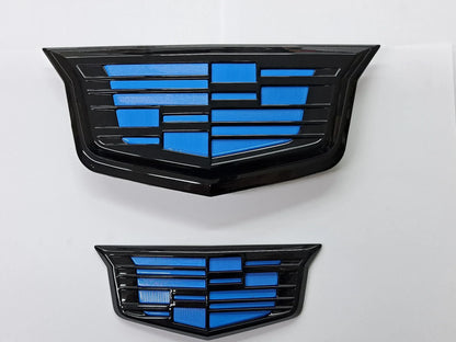 Cadillac CT4-V Blackwing Front and Rear Electric Blue Emblems