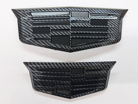 2015-2020 Escalade Carbon Fiber Print Front and Rear Cadillac Shield Emblems