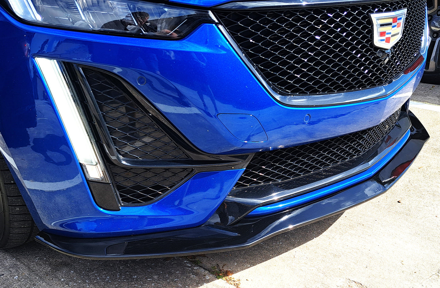 Cadillac CT5-V Front Performance Splitter in Genuine Carbon Fiber or Gloss Black Fiber Glass