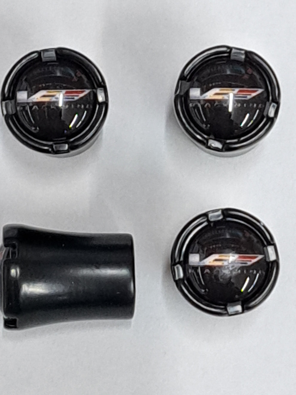 Cadillac Black Blackwing Script And V Series Logo Valve Stem Caps Savage Cadillac