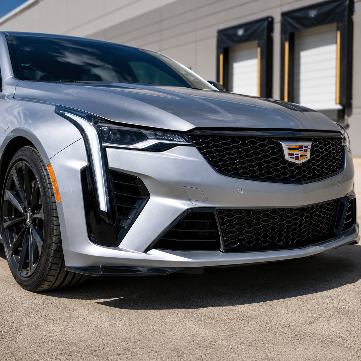Cadillac CT5-V Blackwing aftermarket exterior racing performance carbon fiber or gloss black package upgrade front splitter package 2022 2023 2024