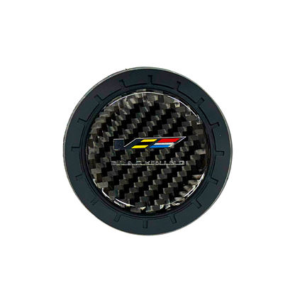 Cadillac Blackwing "V" Logo Carbon Fiber Cup Holder Pucks