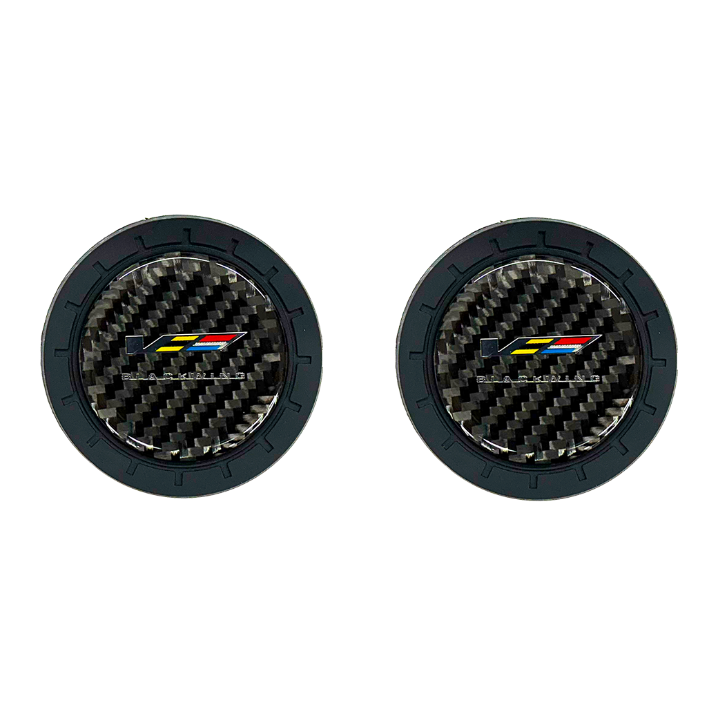 Cadillac Blackwing "V" Logo Carbon Fiber Cup Holder Pucks