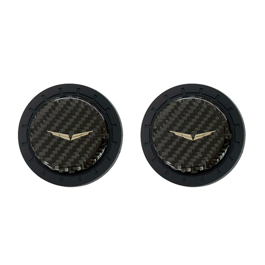 Cadillac Blackwing "Wings" Logo Carbon Fiber Cup Holder Pucks