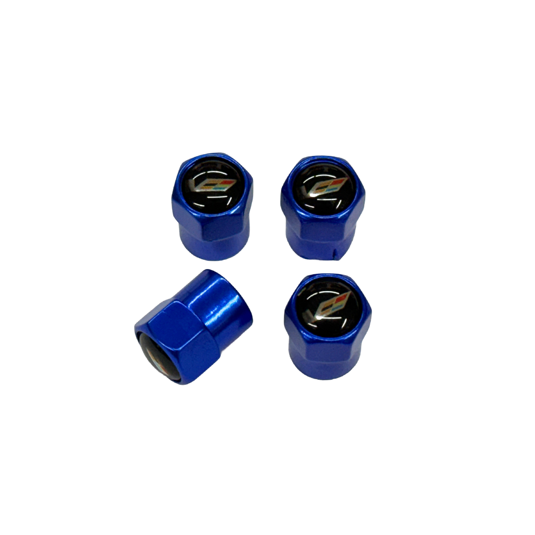 Cadillac "V-Series" Metallic Blue Valve Stem Caps