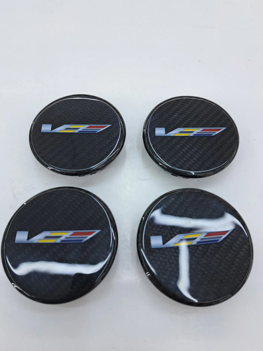 Cadillac Carbon Fiber "V-Series" Logo Wheel Center Caps
