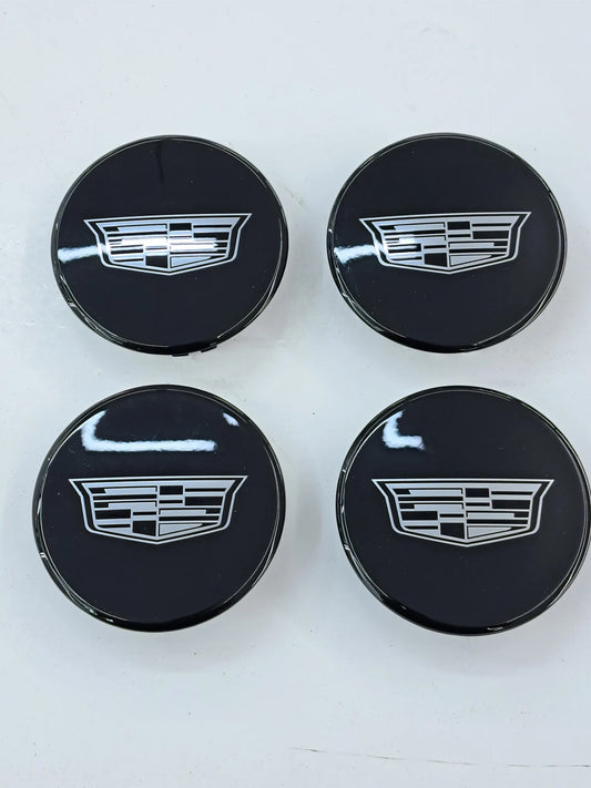 Cadillac "Shield" Logo Gloss Black Center Wheel Caps