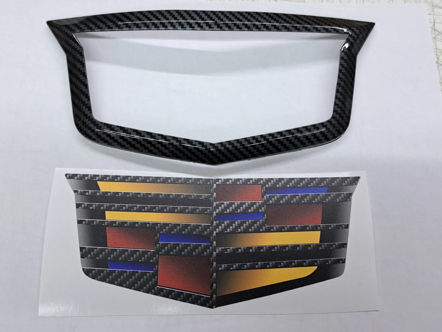 Cadillac CT4-V Blackwing Adaptive Cruise Emblem Blackout Kit in Gloss Black or Carbon Fiber Print