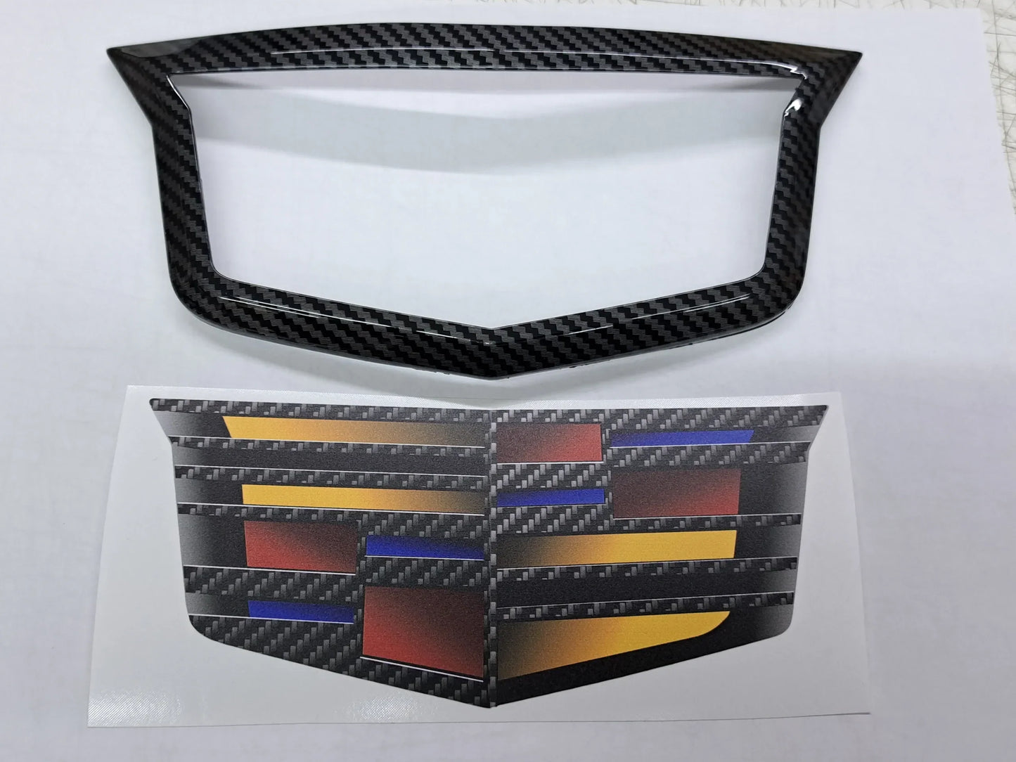 Cadillac CT4-V Adaptive Cruise Emblem Blackout Kit in Gloss Black or Carbon Fiber Print