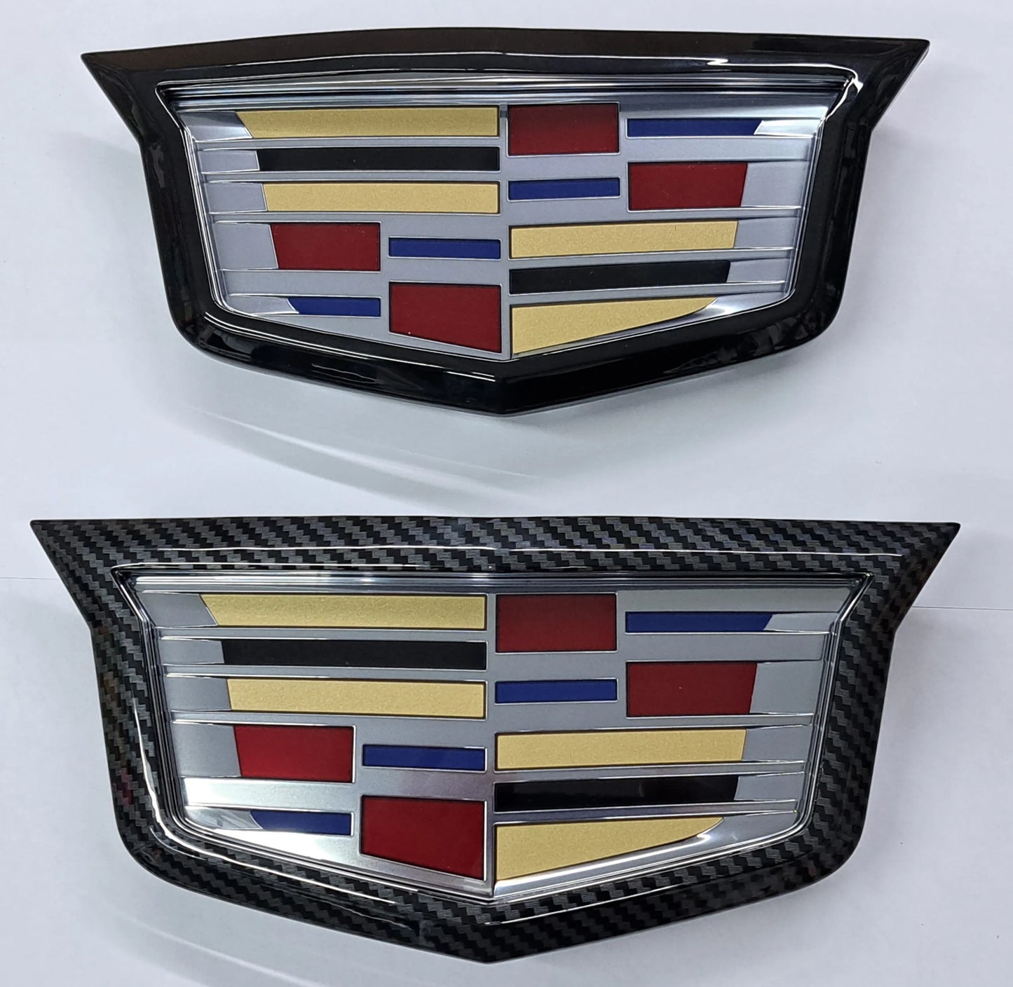 Cadillac CT4 Front Adaptive Cruise Emblem Trim Cover in Carbon Fiber Print or Gloss Black