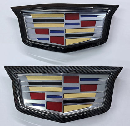 Cadillac CT4-V Blackwing Front Adaptive Cruise Emblem Trim Cover in Carbon Fiber Print or Gloss Black