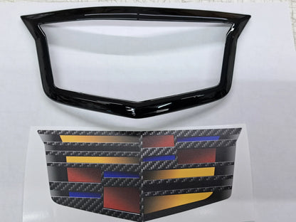 Cadillac CT4-V Blackwing Adaptive Cruise Emblem Blackout Kit in Gloss Black or Carbon Fiber Print