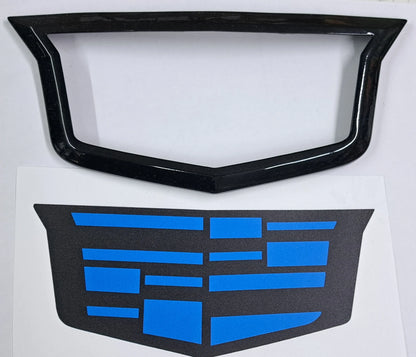 Cadillac CT4-V Blackwing Adaptive Cruise Emblem Electric Blue Kit in Gloss Black or Carbon Fiber Print