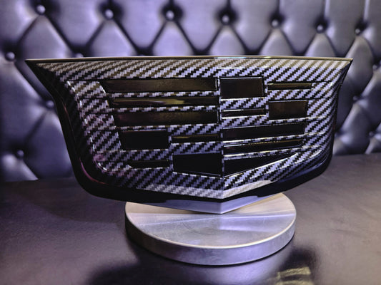 CT4-V Front Carbon Fiber Cadillac Shield Emblem w/Black Center