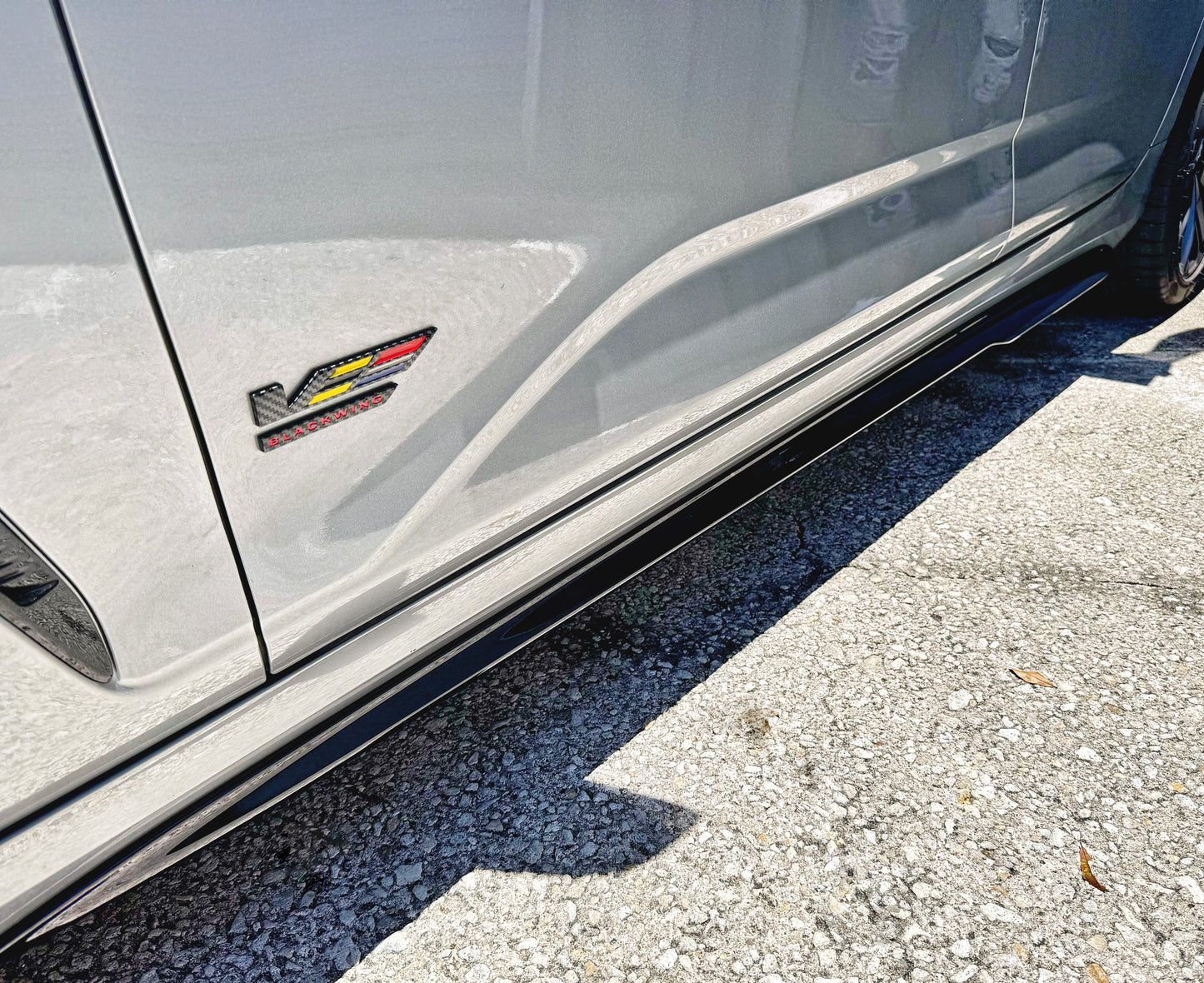 Cadillac CT4-V Blackwing CT4V CT4 Sport Spec-2 Performance Side Skirt Splitters Rocker Panels Carbon Fiber or Gloss Black Fiberglass Aero Aftermarket OEM Mods