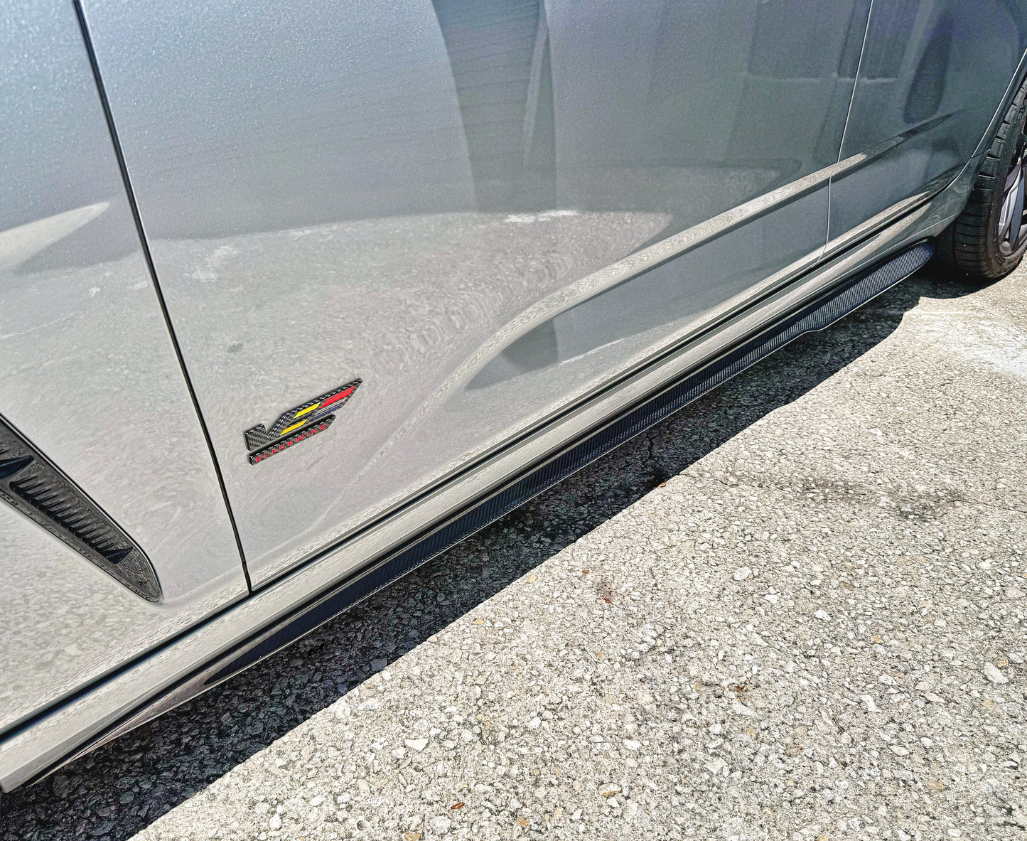 Cadillac CT4-V Blackwing CT4V CT4 Sport Spec-2 Performance Side Skirt Splitters Rocker Panels Carbon Fiber or Gloss Black Fiberglass Aero Aftermarket OEM Mods
