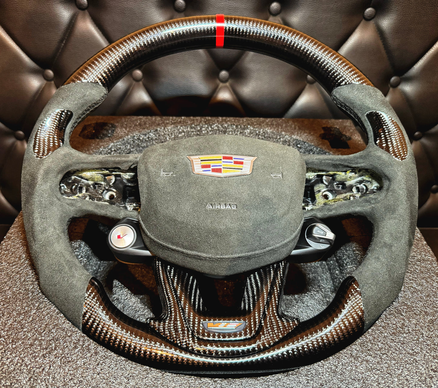 Cadillac CT5-V Blackwing racing steering wheel carbon fiber alcantara airbag cover aftermarket upgrade mod interior