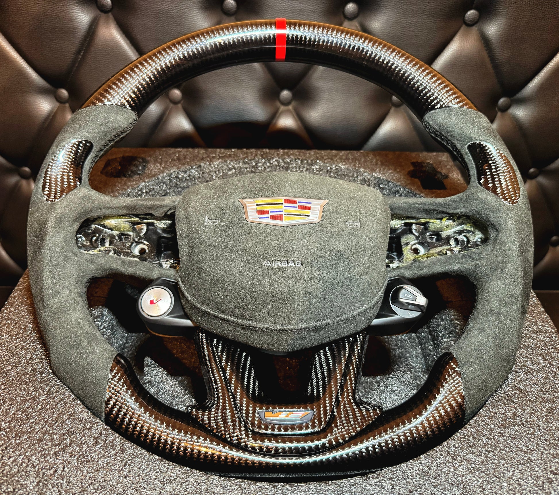 Cadillac CT5-V Blackwing racing steering wheel carbon fiber alcantara airbag cover aftermarket upgrade mod interior