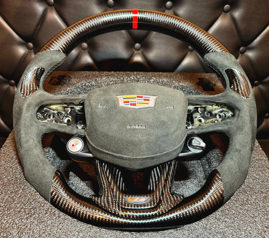 Cadillac CT5-V Blackwing racing steering wheel carbon fiber alcantara airbag cover aftermarket upgrade mod interior