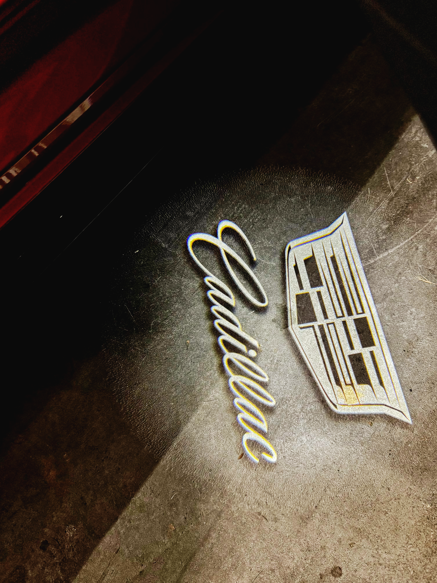 Courtesy Door Puddle Lights Monochrome "Cadillac Shield & Script" Logo