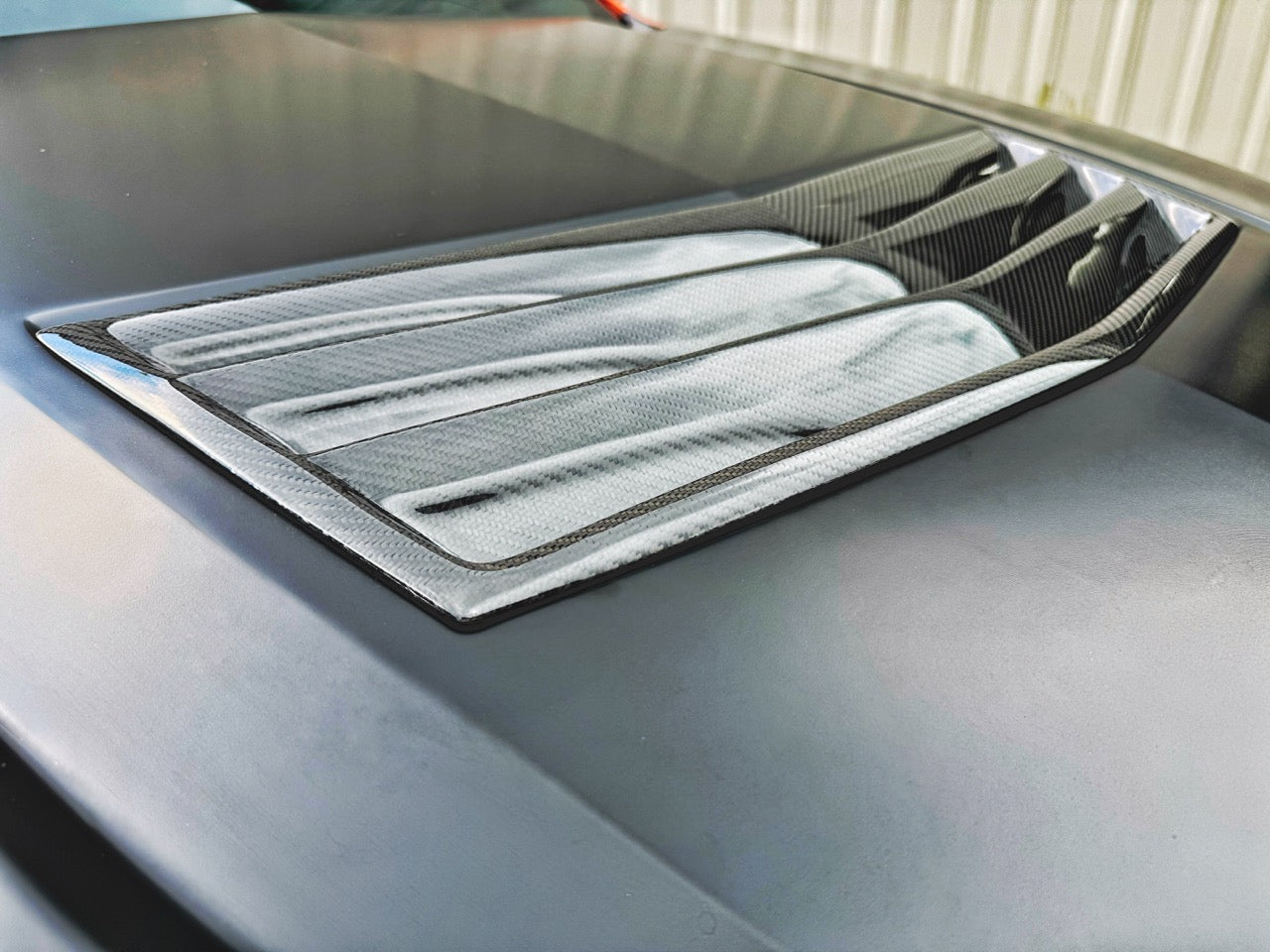 CT5-V "V3 Style" SVG Vented Steel Hood | Genuine Carbon Fiber or Gloss Black Heat Extractor