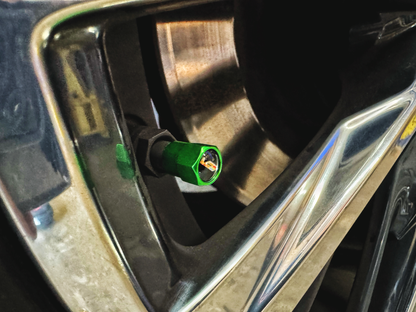 Cadillac "V-Series" Metallic Green Valve Stem Caps