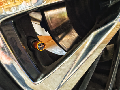 Cadillac "V-Series" Metallic Orange Valve Stem Caps