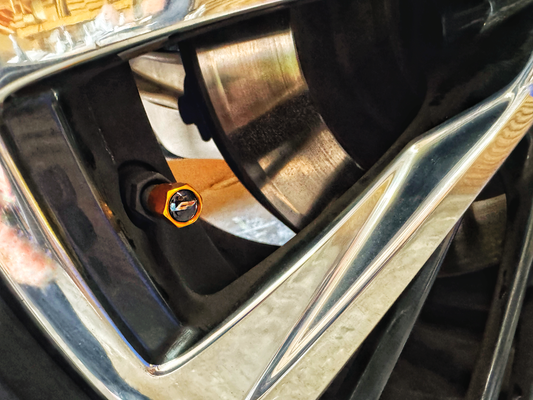 Cadillac "V-Series" Metallic Orange Valve Stem Caps