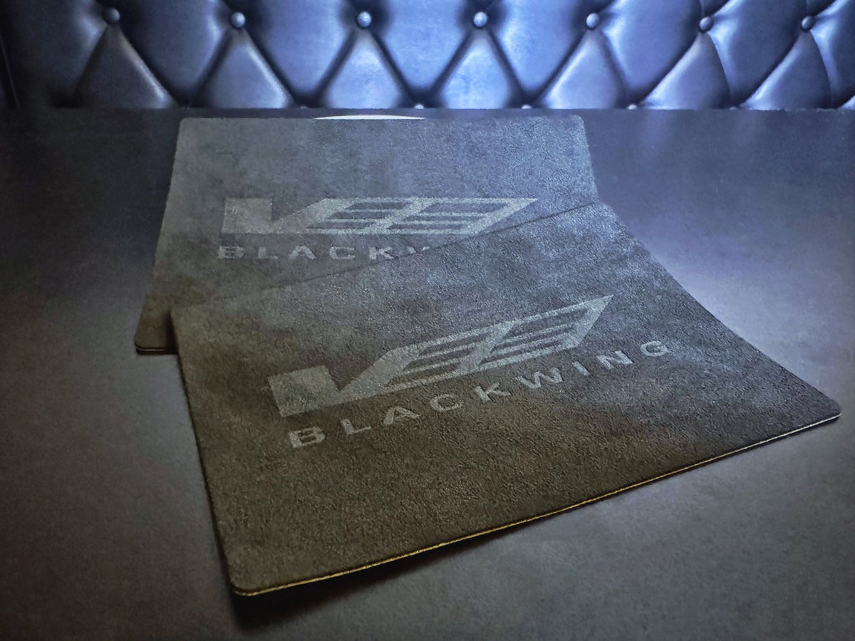 SVG Sun Visor Airbag Warning Label Covers | Lux Alcantara w/ Debossed Logo