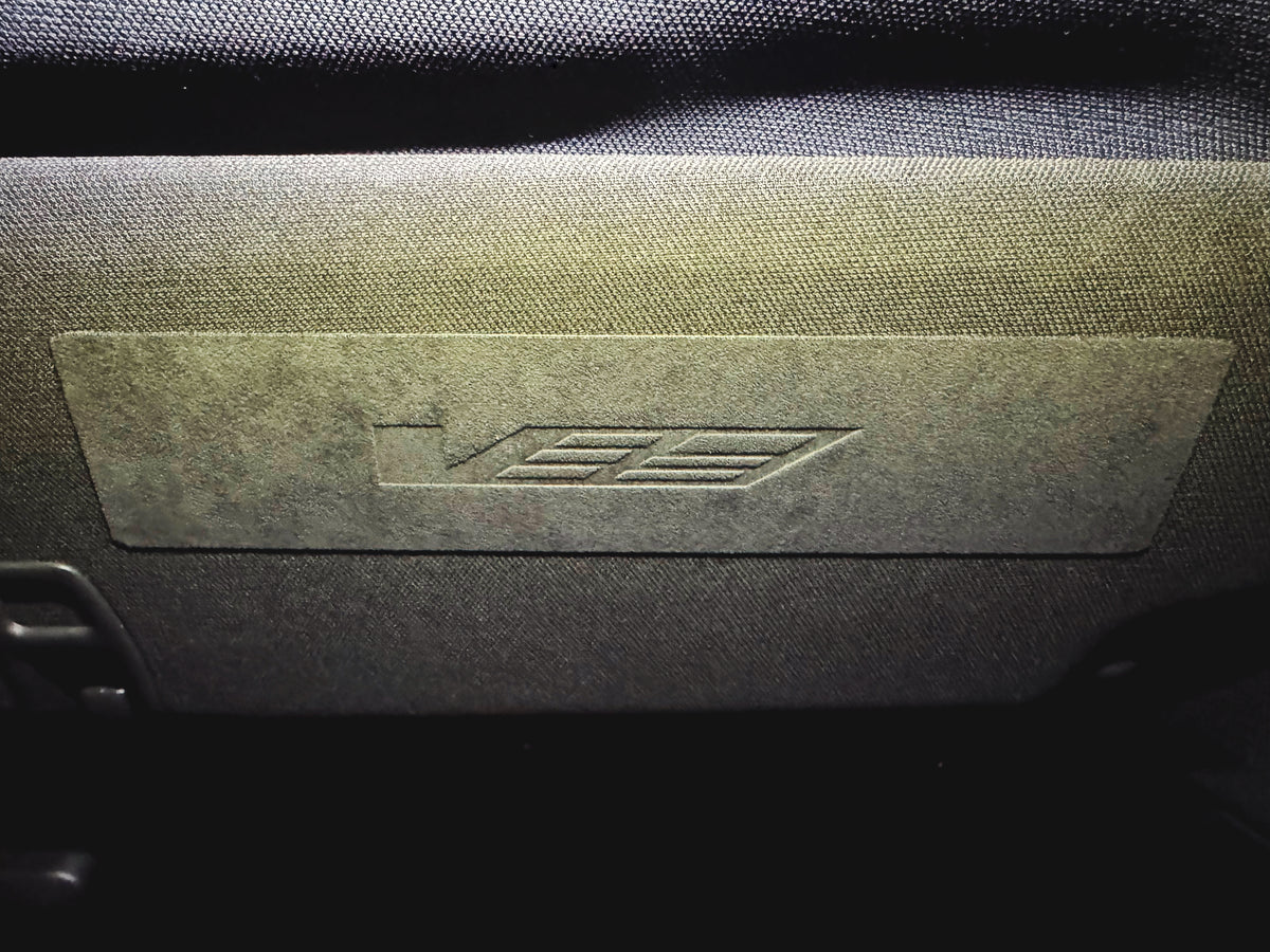 SVG Sun Visor Airbag Warning Label Covers | Lux Alcantara w/ Debossed Logo