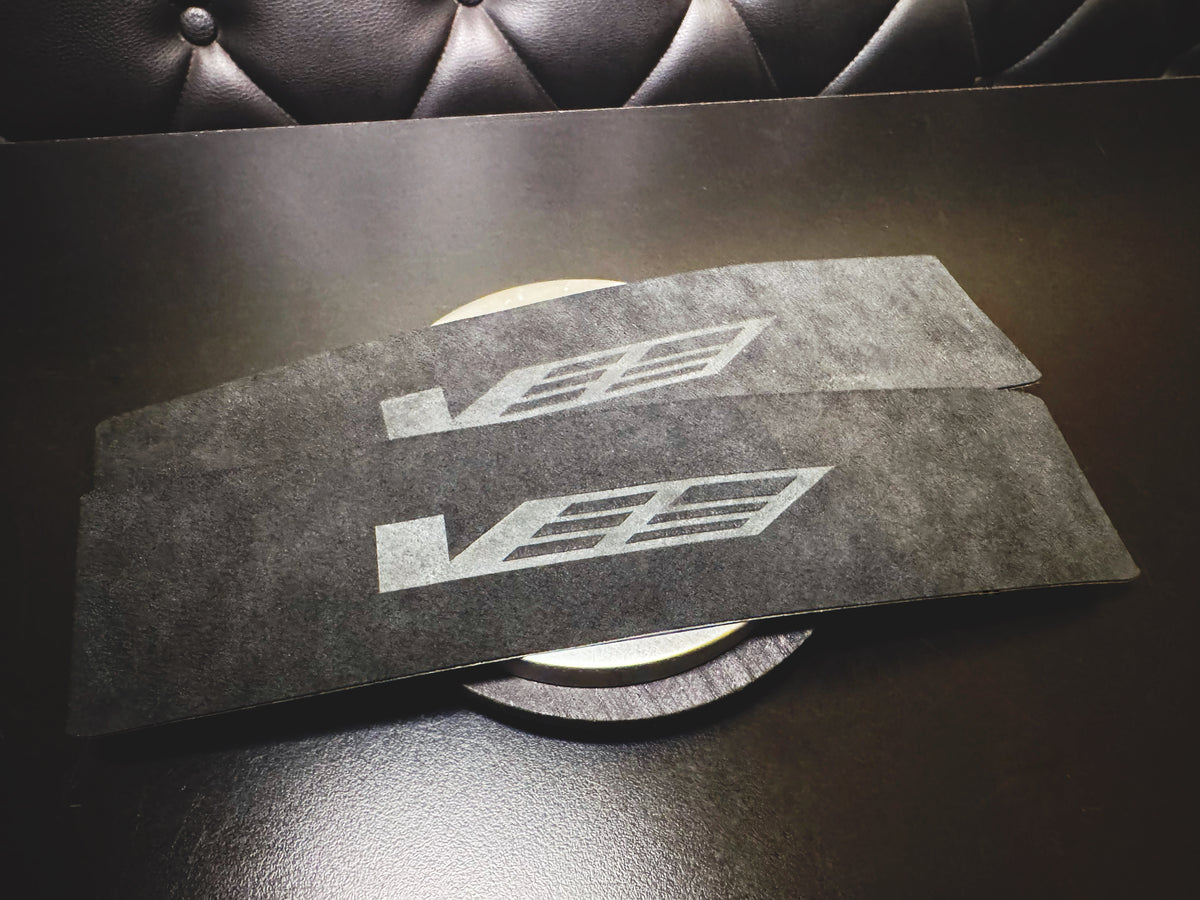 SVG Sun Visor Airbag Warning Label Covers | Lux Alcantara w/ Debossed Logo