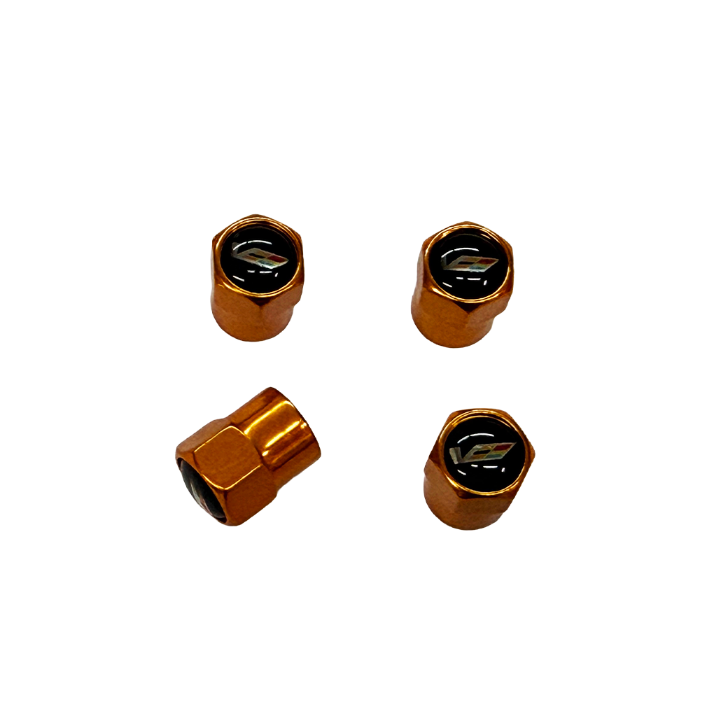 Cadillac "V-Series" Metallic Orange Valve Stem Caps