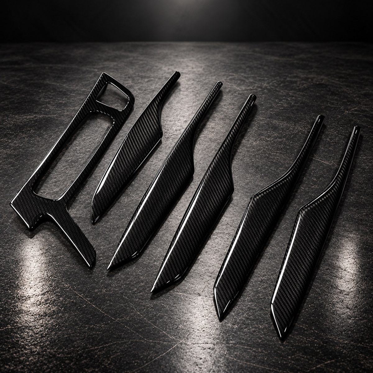 2022-'24 CT5-V Blackwing Genuine Carbon Fiber Six (6) Piece Interior Door Trim Overlay Kit