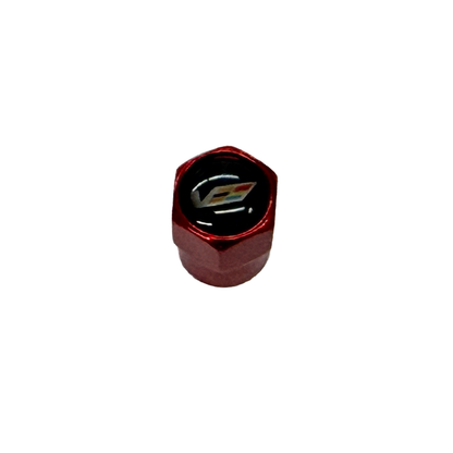 Cadillac "V-Series" Metallic Red Valve Stem Caps