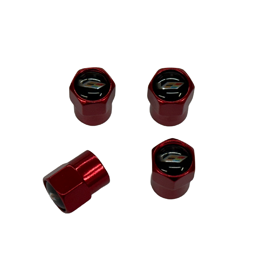 Cadillac "V-Series" Metallic Red Valve Stem Caps