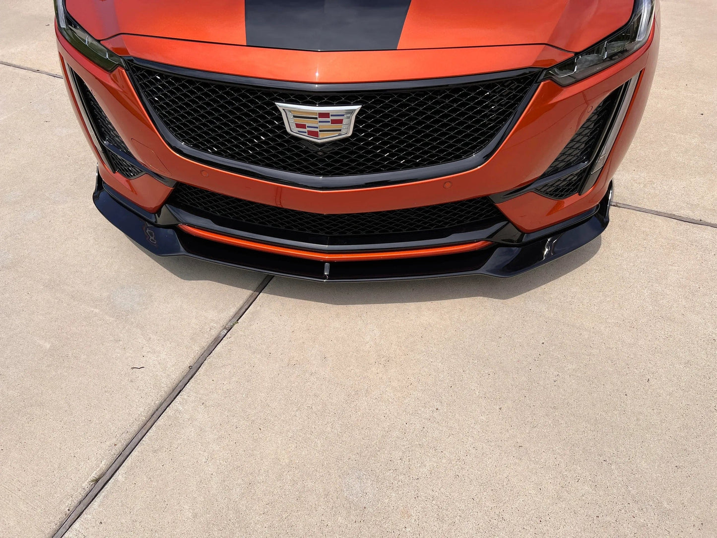 Cadillac CT5-V Front Splitter in Carbon Fiber or Gloss Black Fiber Glass