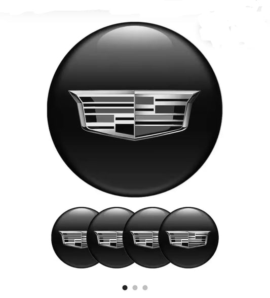 Cadillac Shield Logo Wheel Cap Sticker in Black and White