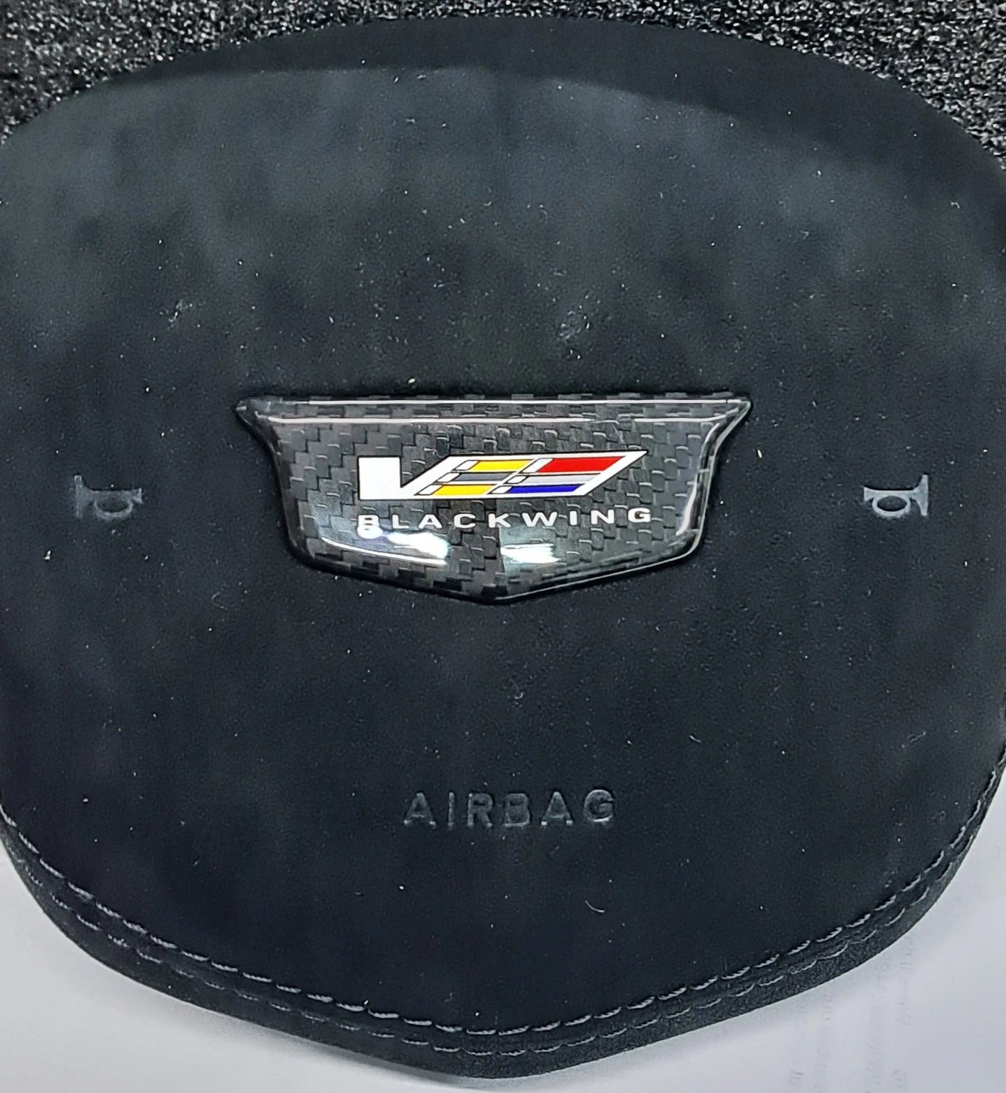 Cadillac CT5-V Blackwing Real Carbon Fiber "V and Blackwing Logo" Steering Wheel Emblem Cover