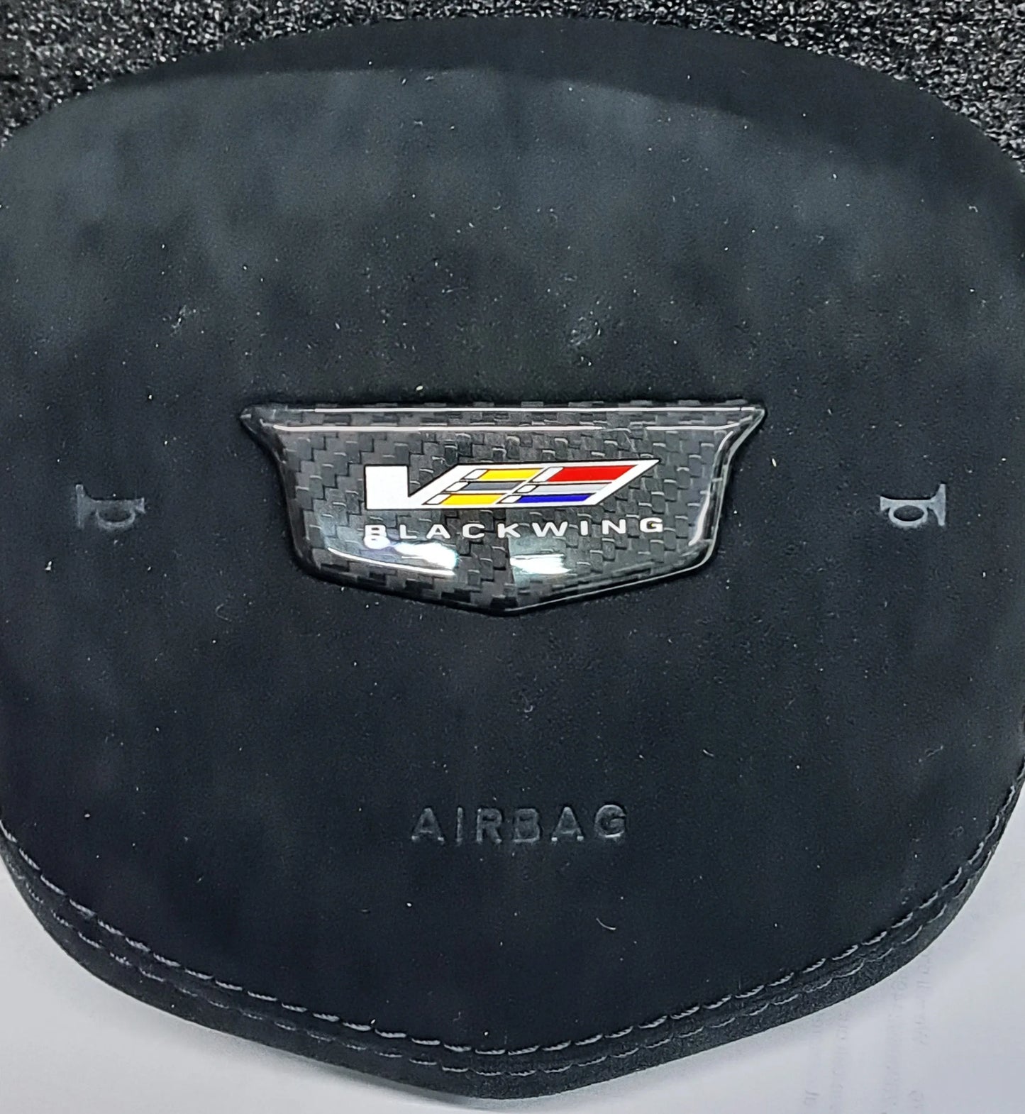 Cadillac CT4-V Blackwing Real Carbon Fiber "V and Blackwing Logo" Steering Wheel Emblem Cover