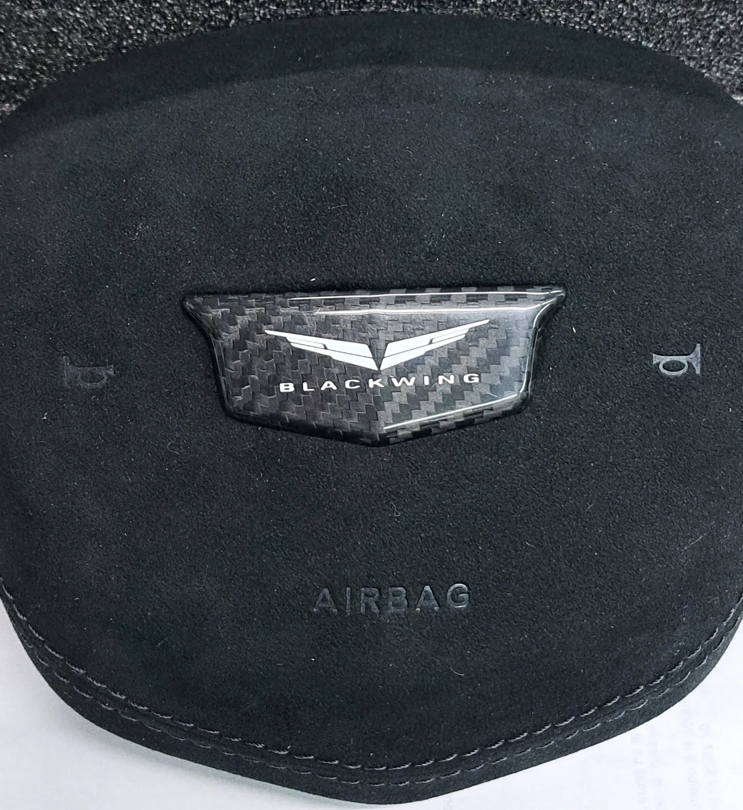 Cadillac CT5-V Blackwing Real Carbon Fiber "Wings and Blackwing Script Logo" Steering Wheel Emblem Cover