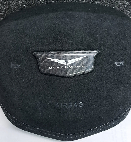 Cadillac CT5-V Blackwing Real Carbon Fiber "Wings and Blackwing Script Logo" Steering Wheel Emblem Cover